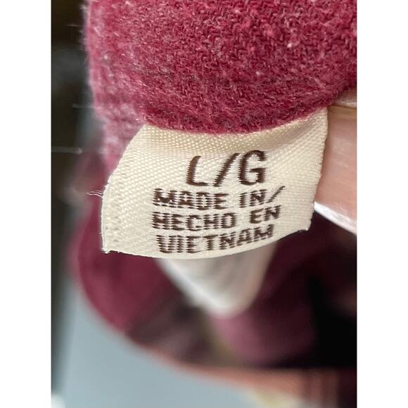 Weatherproof Vintage Men Shirt L Red Beige Brown Plaid Worn-In Grunge Workwear - Picture 9 of 12